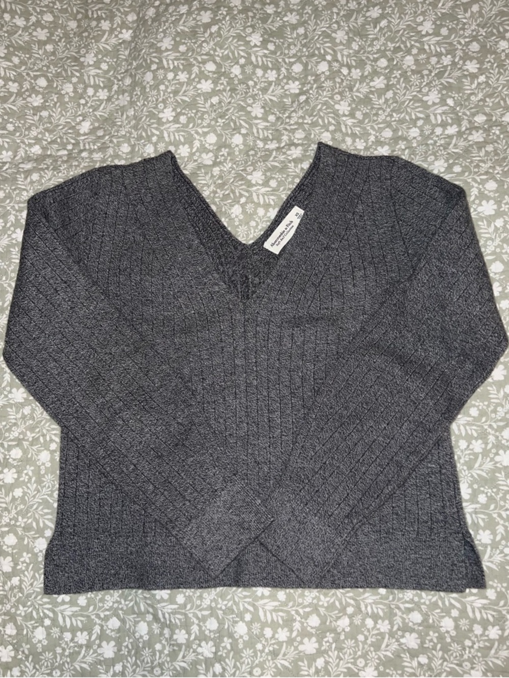 Abercrombie & Fitch Charcoal Ribbed Soft AF Collection V-Neck Sweater